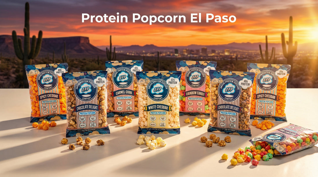 high protein popcorn with texas desert backdrop for el paso snack lovers