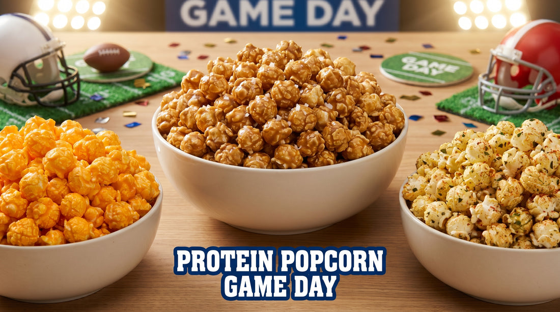 super-bowl-protein-popcorn-party-table-with-colorful-flavors