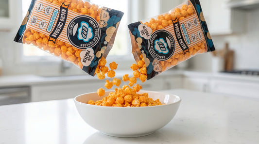 non-gmo-protein-popcorn-on-counter-with-bag-and-bowl