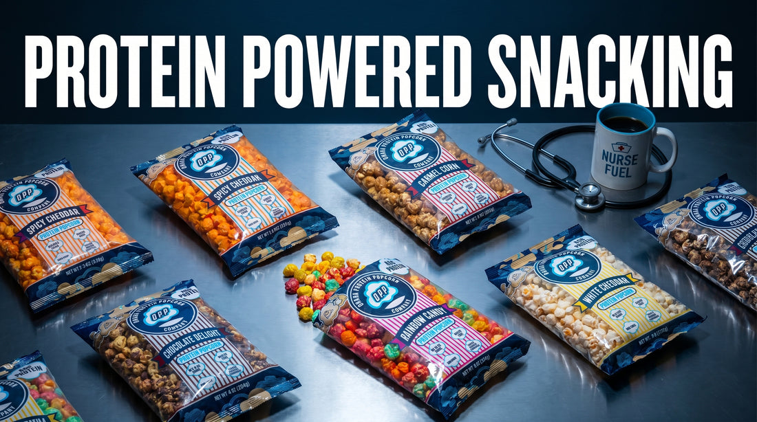 protein-popcorn-bags-on-night-shift-desk-with-coffee-and-snack-scene