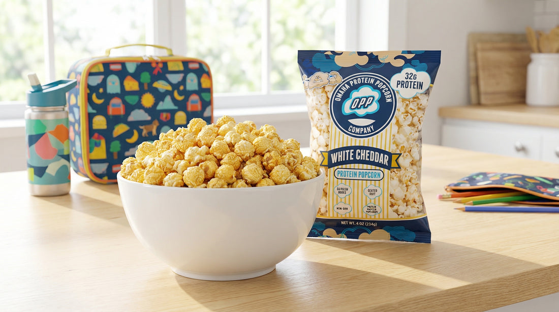 bowl-of-protein-popcorn-on-kitchen-table-with-kids-lunchbox
