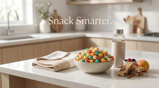 high-protein-popcorn-with-mom-snacking-setup-in-kitchen