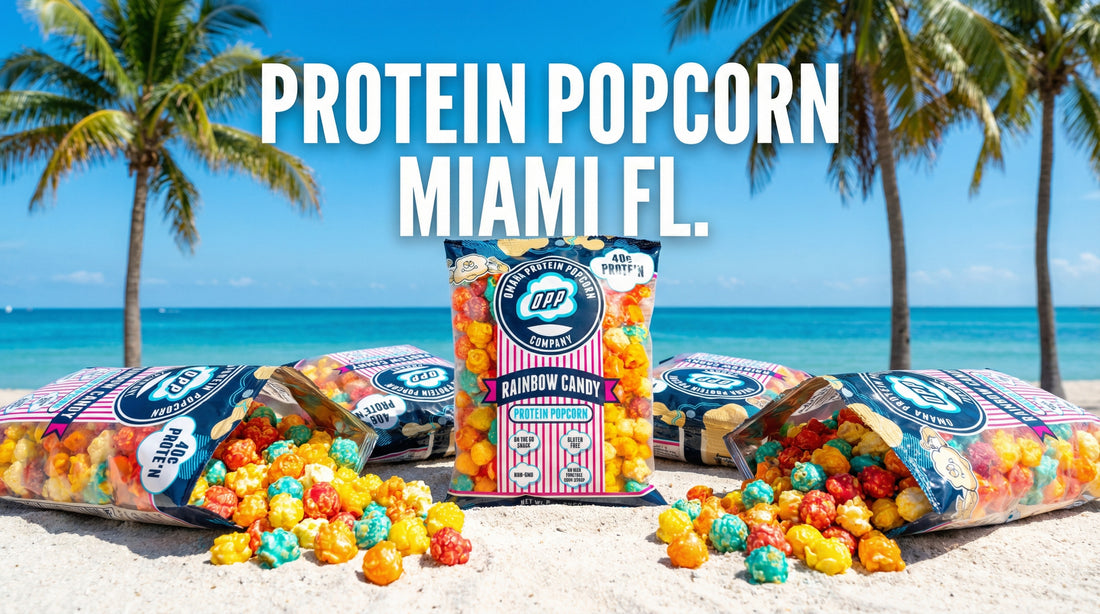 protein-popcorn-on-miami-beach-with-palm-trees-and-sunlight
