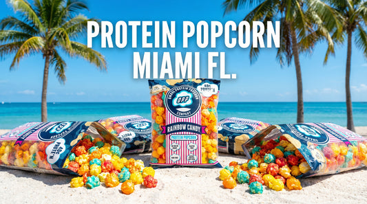 protein-popcorn-on-miami-beach-with-palm-trees-and-sunlight