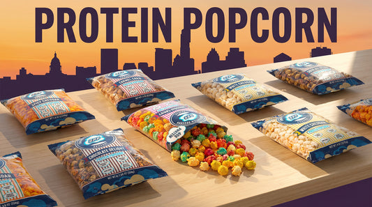 protein-popcorn-bags-with-austin-theme-high-protein-snack-display