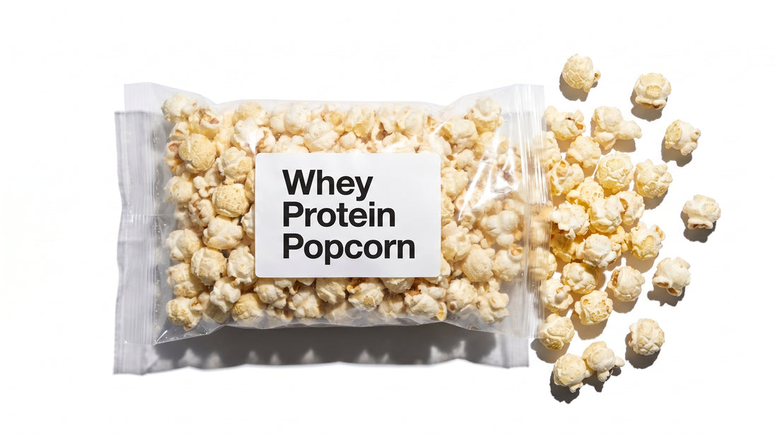 whey-protein-popcorn-bag-with-popped-kernels-on-clean-white-background