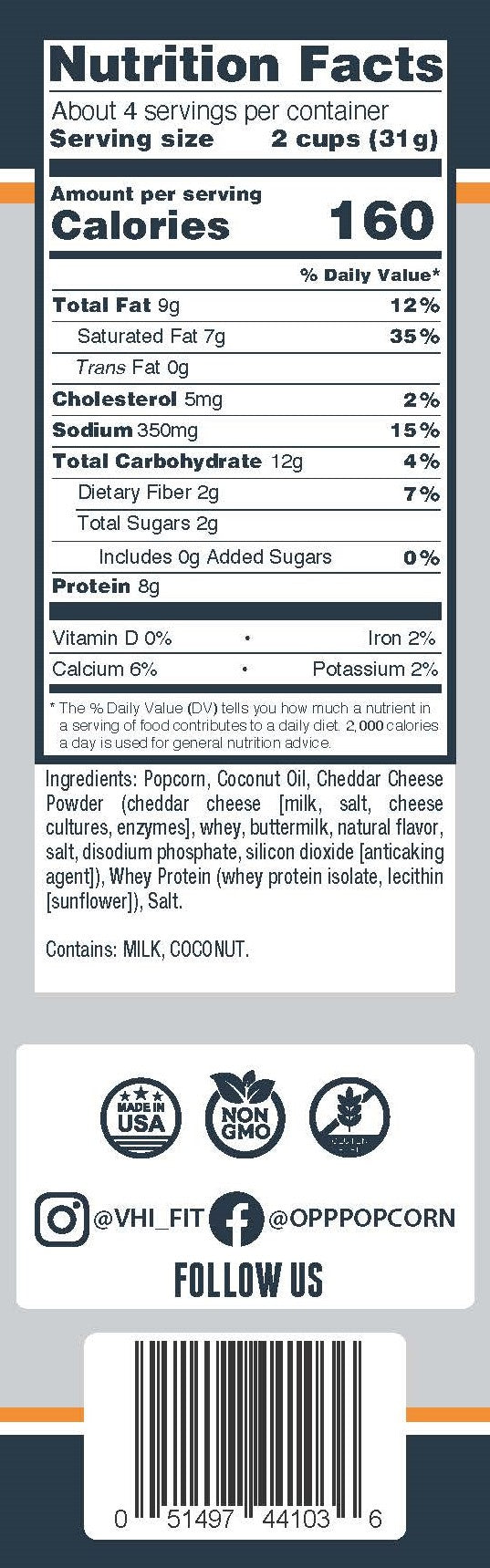 Omaha Protein Popcorn- Nacho Cheddar
